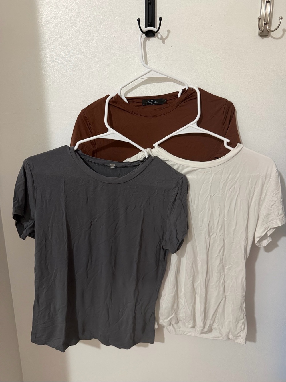 Everyday Crew Neck Tee - Brown, Gray, White